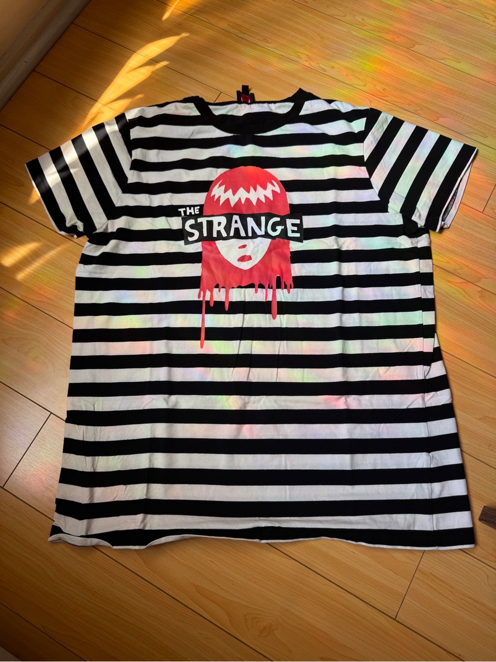 Dolls Kill Black X Emily the Strange Black & White Striped Tee